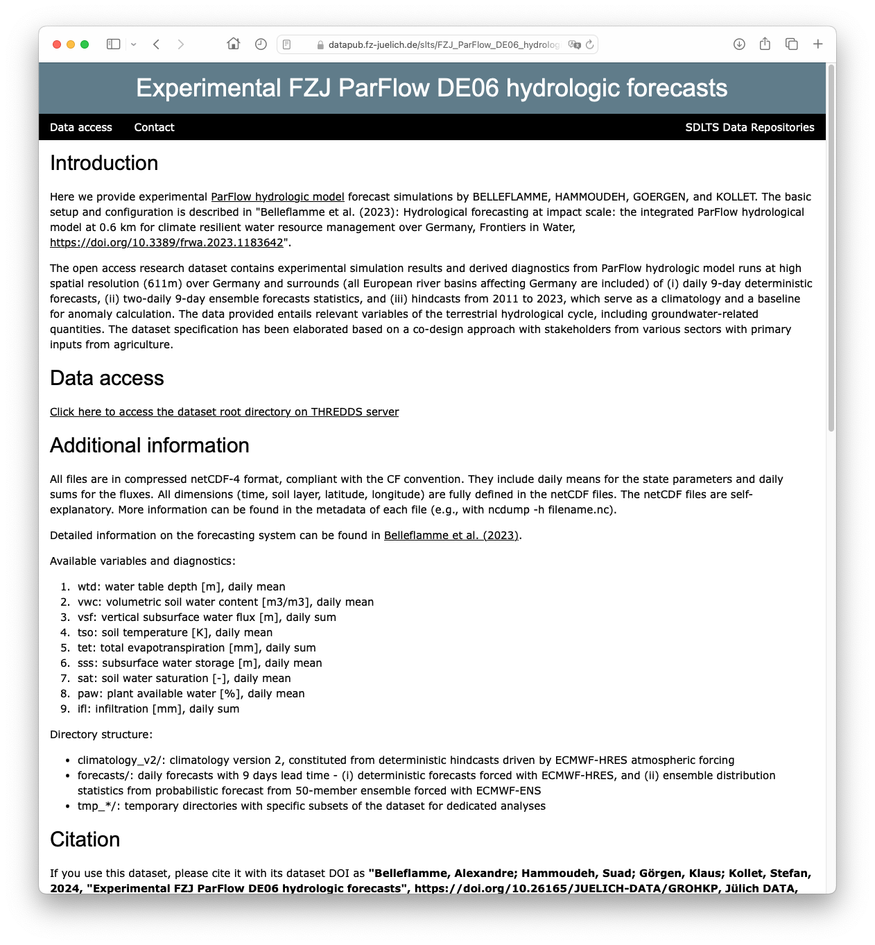 DataPub mit ParFlow Simulationsdaten